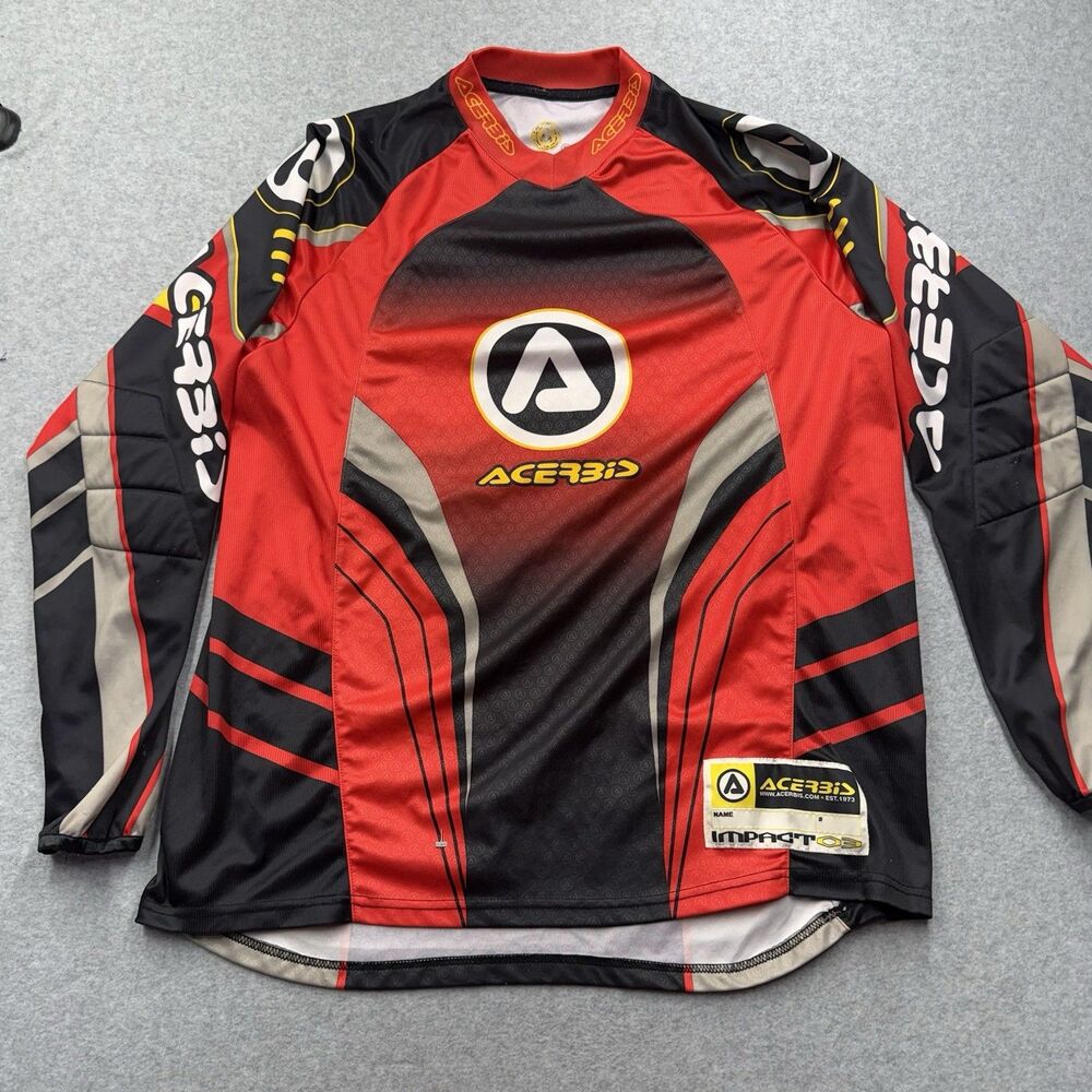 ACERBIS Motocross Jersey Men’s XL Red Black Dirt Bike Long Sleeve Gear Padded El